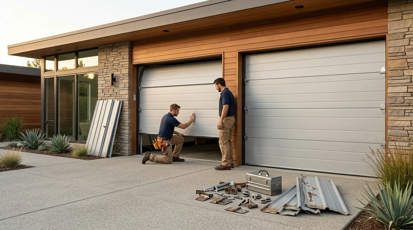 New residential garage door installed on a Blue Springs Missouri home